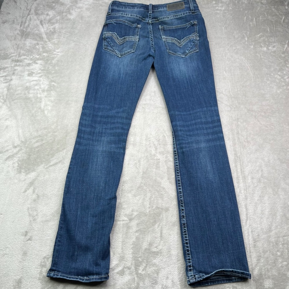 BKE Jake Straight Jeans Mens 29x34 Blue Wash Embroidered Coolmax Performance - Picture 9 of 16